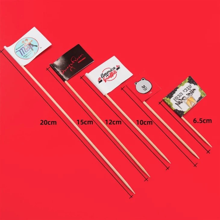Custom National Flag Toothpicks Personalized Wooden Bamboo Sticks for Food Appetizer Wholesale